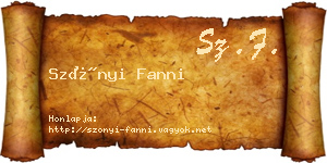 Szőnyi Fanni névjegykártya